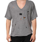 Gray Cotton Tattered Logo Patch Men T-shirt