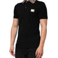 Black Cotton Leopard Collar Polo T-shirt