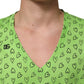 Green V-Neck DG Logo Heart Print T-shirt