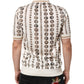 Silk Ivory Coin Print Logo Men Polo T-shirt