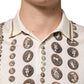 Silk Ivory Coin Print Logo Men Polo T-shirt