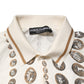 Silk Ivory Coin Print Logo Men Polo T-shirt