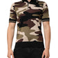 Camouflage Brown Silk MilitaryPolo T-shirt