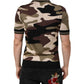 Camouflage Brown Silk MilitaryPolo T-shirt
