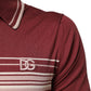 Cotton Burgundy Striped DG Logo Polo  T-shirt
