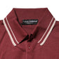 Cotton Burgundy Striped DG Logo Polo  T-shirt