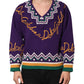 Purple Wool DG Logo Men Knit Pullover Sweater