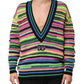 Multicolor DG Logo V-Neck Knit Pullover Sweater