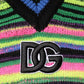 Multicolor DG Logo V-Neck Knit Pullover Sweater