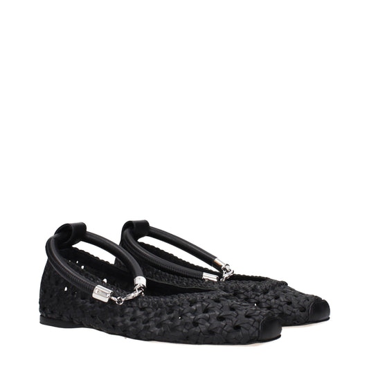 Black Leather Ballet Flats