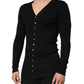 Black Cotton Button Up Men Cardigan Sweater