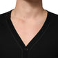Black Cotton Button Up Men Cardigan Sweater