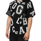 Black Cotton Letter Logo Short Sleeve T-shirt