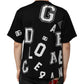 Black Cotton Letter Logo Short Sleeve T-shirt