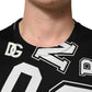 Black Cotton Letter Logo Short Sleeve T-shirt