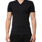 Black Cotton Plain V-Neck Men Shirt T-shirt