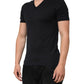 Black Cotton Plain V-Neck Men Shirt T-shirt