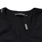 Black Cotton Plain V-Neck Men Shirt T-shirt