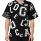 Black Cotton Letter Print Short Sleeve T-shirt