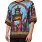 Multicolor Cotton Linen Temple Print T-shirt