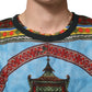 Multicolor Cotton Linen Temple Print T-shirt
