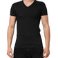 Black Cotton Tattered Logo V-Neck Men T-shirt