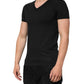 Black Cotton Tattered Logo V-Neck Men T-shirt