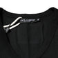 Black Cotton Tattered Logo V-Neck Men T-shirt