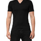 Black Cotton Plain V-Neck Men Shirt T-shirt