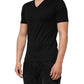 Black Cotton Plain V-Neck Men Shirt T-shirt