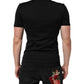 Black Cotton Plain V-Neck Men Shirt T-shirt