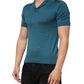 Teal Blue Silk Collar Short Sleeve Polo T-shirt