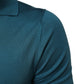 Teal Blue Silk Collar Short Sleeve Polo T-shirt