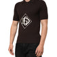 Brown Wool Logo Embroidered Men Polo T-shirt