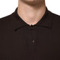 Brown Wool Logo Embroidered Men Polo T-shirt