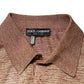 Brown Silk Textured Short Sleeve Polo T-shirt