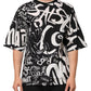 Black White Cotton Oversized Graffiti T-shirt