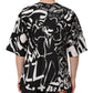 Black White Cotton Oversized Graffiti T-shirt