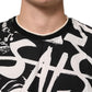 Black White Cotton Oversized Graffiti T-shirt