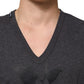 Black Charcoal DG Logo V-Neck Men T-shirt