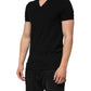 Black Cotton Slim Fit Men V-Neck Shirt T-shirt