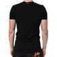Black Cotton Slim Fit Men V-Neck Shirt T-shirt