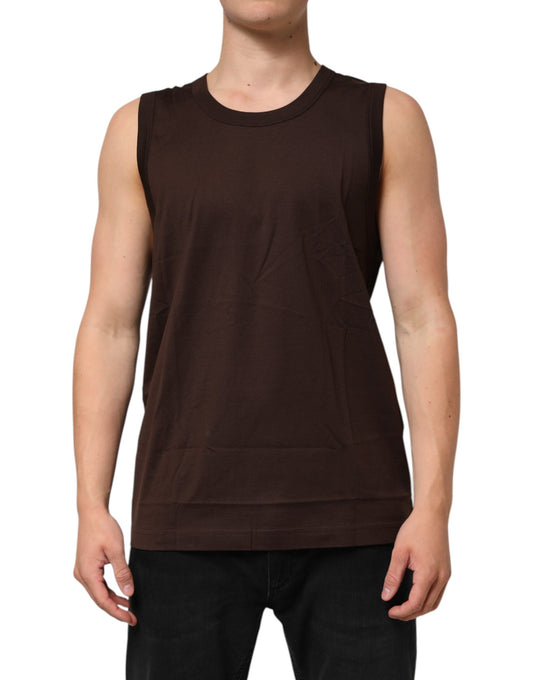 Brown Cotton Sleeveless Underwear Men Tank Top