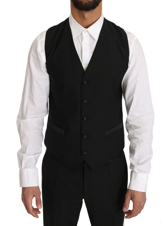 Sleek Black Slim Fit Formal Vest