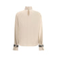 Silk turtleneck Blouse with Precious Bracelets