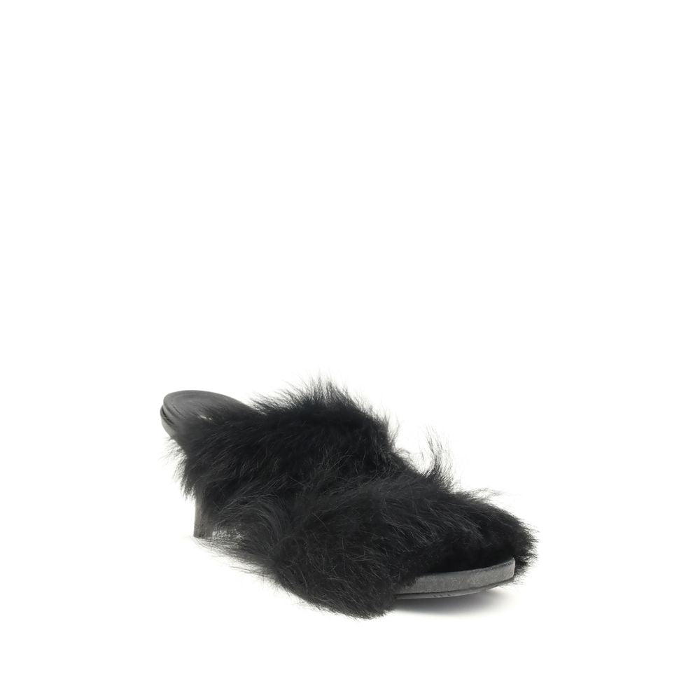 Fur-trimmed mules Sandals