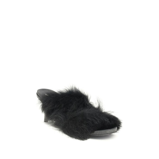 Fur-trimmed mules Sandals