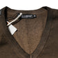 Dark Brown Cotton Tattered Logo Men T-shirt