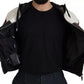 Black Leather Hooded Blouson Jacket