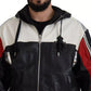 Black Leather Hooded Blouson Jacket
